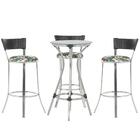 Kit De Mesa Bistrô Com Tampo De Vidro Redondo 4 Banquetas Em
