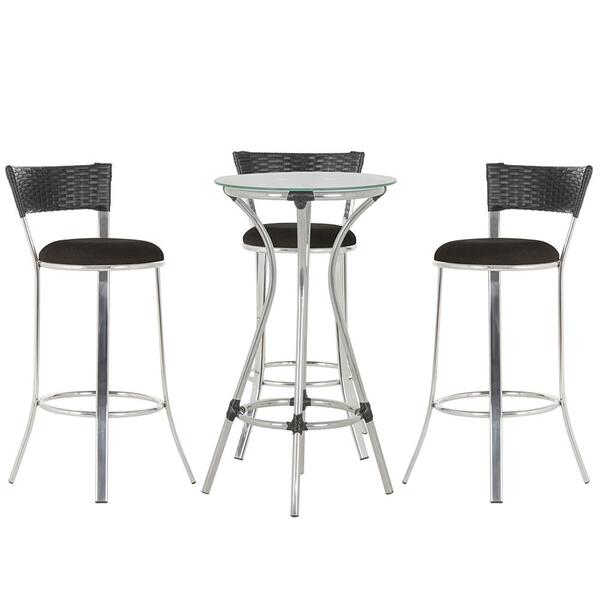 Kit De Mesa Bistrô Com Tampo De Vidro Redondo 4 Banquetas Em