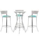 Kit De Mesa Bistrô Com Tampo De Vidro Redondo 4 Banquetas Em