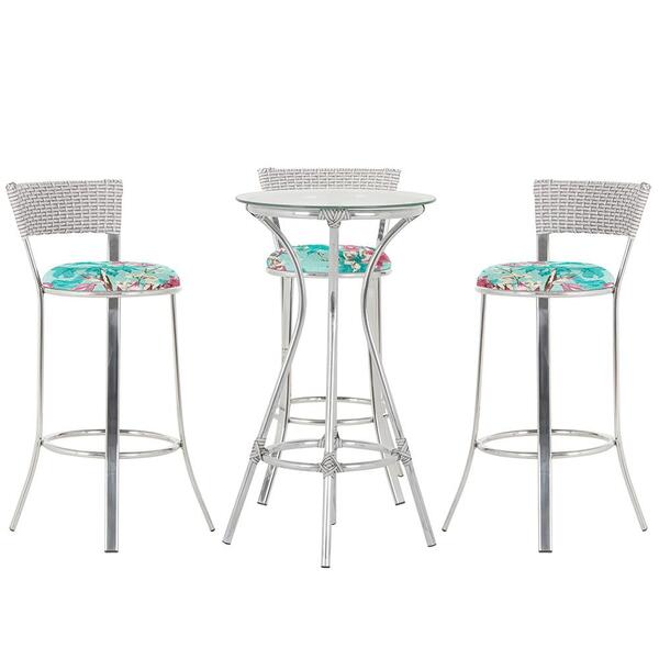 Kit De Mesa Bistrô Com Tampo De Vidro Redondo 4 Banquetas Em