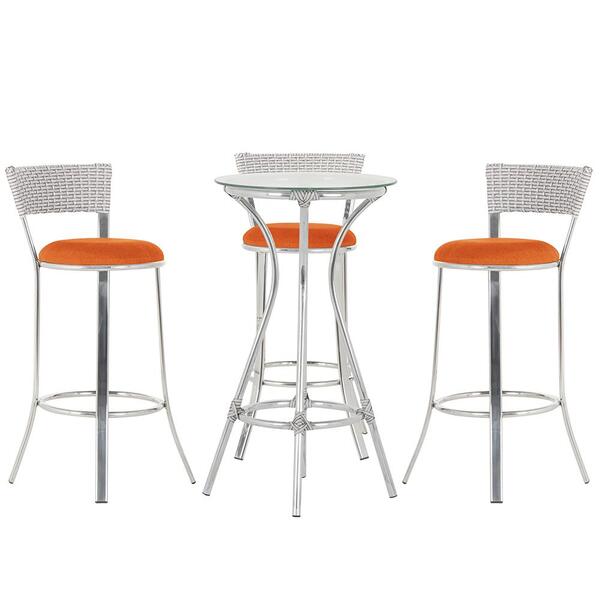 Kit De Mesa Bistrô Com Tampo De Vidro Redondo 4 Banquetas Em