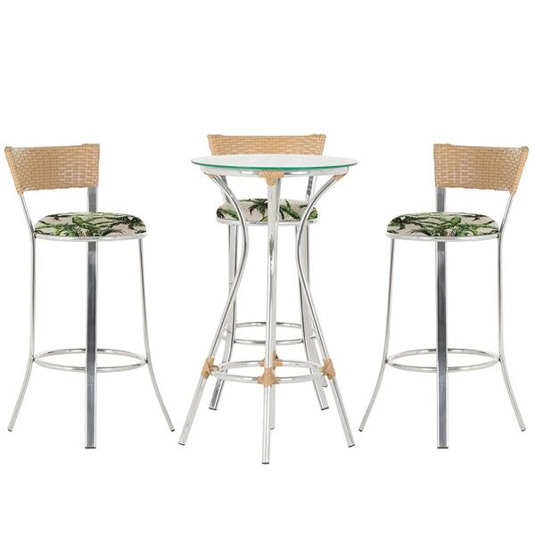 Kit De Mesa Bistrô Com Tampo De Vidro Redondo 4 Banquetas Em