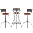 Kit De Mesa Bistrô Com Tampo De Vidro Redondo 4 Banquetas Em