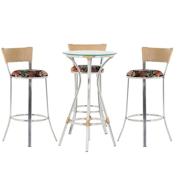 Kit De Mesa Bistrô Com Tampo De Vidro Redondo 4 Banquetas Em