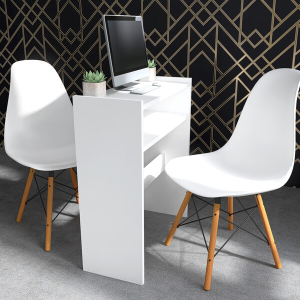 Kit De Mesa Branca Manicure + 2 Cadeiras Branca Eames Eiffel