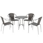 Kit De Mesa Com 4 Cadeiras Em Aluminio E Fibra (cadeiras Toqu