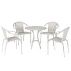 Kit De Mesa Com 4 Cadeiras Em Aluminio E Fibra (cadeiras Toqu