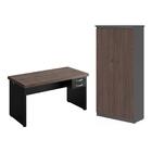 Kit De Mesa E Armario Beta Freijo Preto