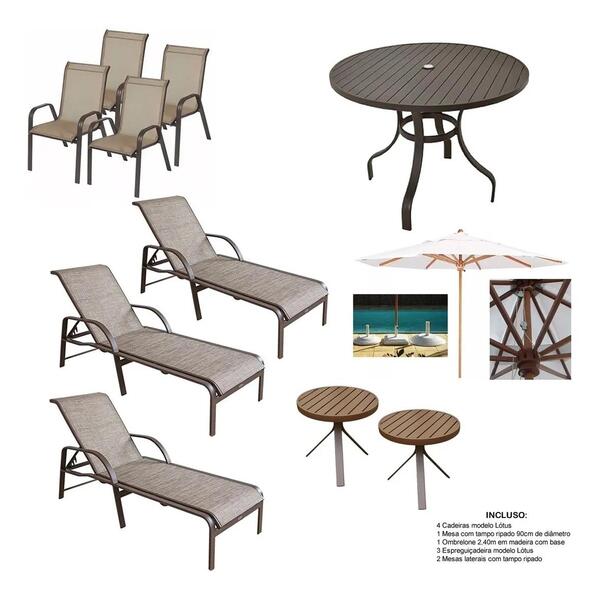 Kit De Piscina, Móveis Para Área Externa Alumínio Tela Slin