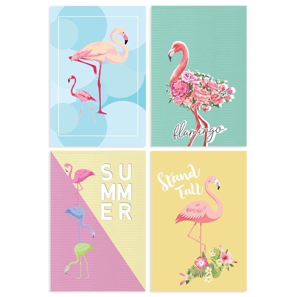 Kit de Placas Decorativas Flamingos 4un 20x30cm