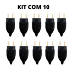 Kit De Plugue Macho Chato Com 10 Unidades 10a Na Cor Preta
