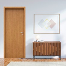 Kit de Porta de Giro Lisa Madeira Colméia Nogal Mel Direito Eucaplac 210x80cm Eucatex