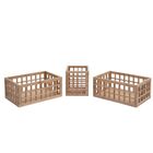 Kit De Porta Utensílios De Bambu E 2 Cestos Vazados De Bambu