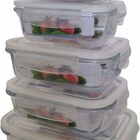 Kit De Potes Herméticos De Vidro Retangulares, Com Tampa Clic