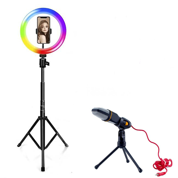 Kit De Produção Audiovisual - Ring Light Rgb + Tripé 1,5m + M