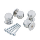 Kit de Puxadores Botão para Móveis 22mm Prata Cromado 4 peças