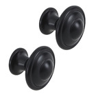 Kit de Puxadores Botão para Móveis 30,5mm Preto Pintado 2 peças