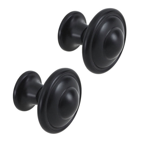 Kit de Puxadores Botão para Móveis 30,5mm Preto Pintado 2 peças