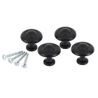 Kit de Puxadores Botão para Móveis 33mm Preto Pintado 4 peças