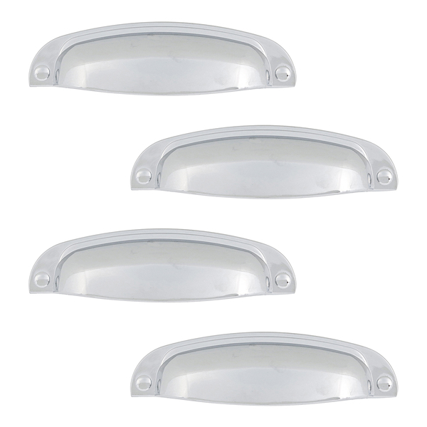 Kit de Puxadores Cava para Móveis 108mm Prata Cromado 4 peças