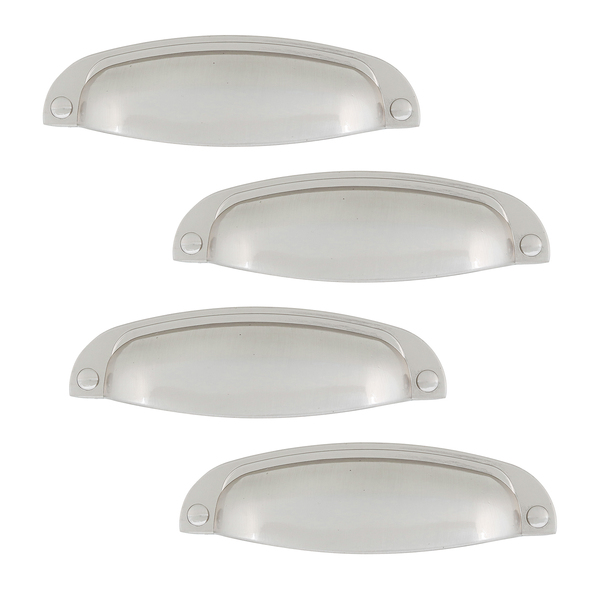 Kit de Puxadores Cava para Móveis 108mm Prata Escovado 4 peças