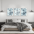 Kit De Quadros Abstratos Blue Path Azul E Branco 40x50cm