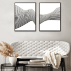 Kit De Quadros Abstratos Madison Preto E Branco 60x80cm