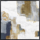 Kit De Quadros Abstratos Manhattan Azul E Dourado 120x120cm