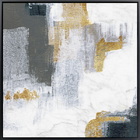 Kit De Quadros Abstratos Manhattan Azul E Dourado 120x120cm