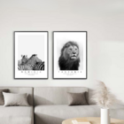 Kit De Quadros Leão E Zebra Tanzania E Namibia Preto E Branco