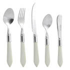 Kit De Talheres Faqueiro Inox Com Cabo Perolado 10 Peças Cinza