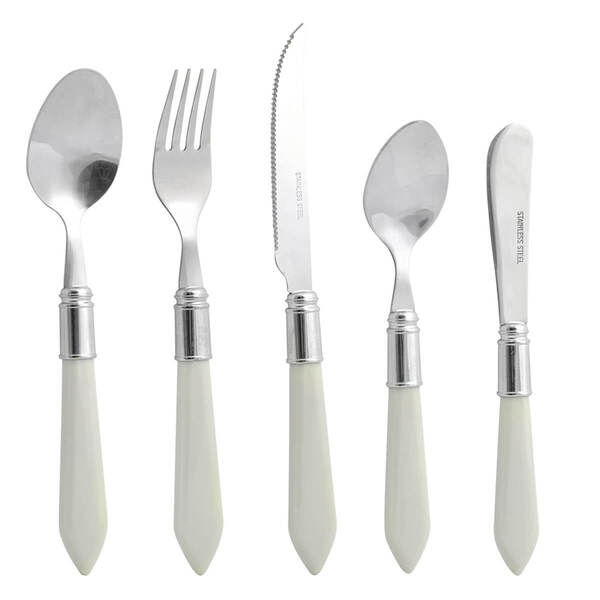 Kit De Talheres Faqueiro Inox Com Cabo Perolado 20 Peças Cinza