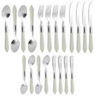 Kit De Talheres Faqueiro Inox Com Cabo Perolado 20 Peças Cinza