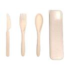 Kit De Talheres Reutilizáveis De Fibra De Bambu Com Estojo