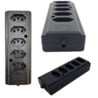 Kit De Tomadas Em Barra Quintuplas Preto Com 10 Unidades