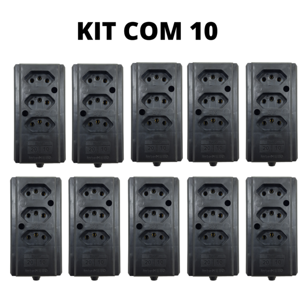 Kit De Tomadas Em Barra Tripla 10 Unidades 250v Biamp 20 A