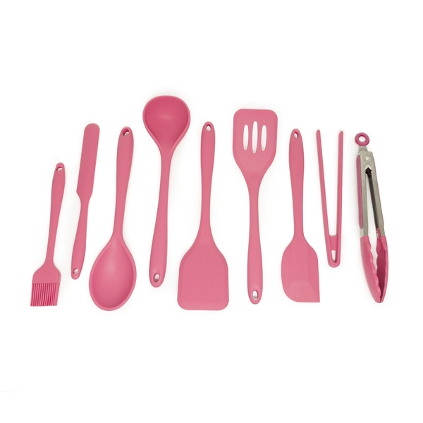 Kit De Utensílios De Silicone C/ 9 Peças Rs - Oikos Rosa U