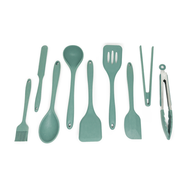 Kit De Utensílios De Silicone C/ 9 Peças Verde Escuro - Oikos