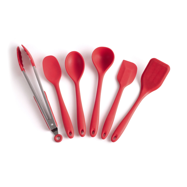 Kit De Utensílios De Silicone Com 6 Peças Vermelho - Oikos Ve