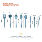 Kit De Utensílios De Silicone Com 8 Peças Azul - Oikos