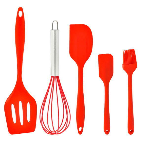 Kit De Utensílios Espátulas Para Cozinha Vermelho 5 Peças