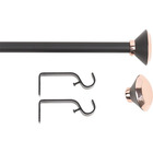 Kit de Varão Extensível Alumínio Simple 1,20 a 2,10m Preto Mate e Cobre 16/19mm Inspire