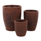 Kit 3 Vasos de Plástico Marrom com Prato Relevo Vasart