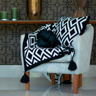 Kit De Xale C/ Almofadas Sthella Geométrico Preto 04 Peças -