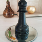 Kit Decor Peça Xadrez Bispo Em Porcelana Bandeja Espelhada