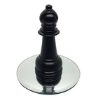 Kit Decor Peça Xadrez Bispo Em Porcelana Bandeja Espelhada