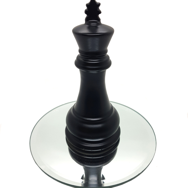 Kit Decor Peça Xadrez Rei Em Porcelana Bandeja Espelhada