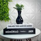 Kit Decoração 2 Livros Branco E Preto + Vaso Garrafa Moderno