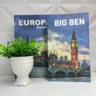 Kit Decoração 2 Livros Na Cor Azul + Vaso Branco Pedestal