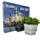 Kit Decoração 2 Livros Na Cor Azul + Vaso Prata Trabalhado